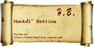 Hankó Bettina névjegykártya